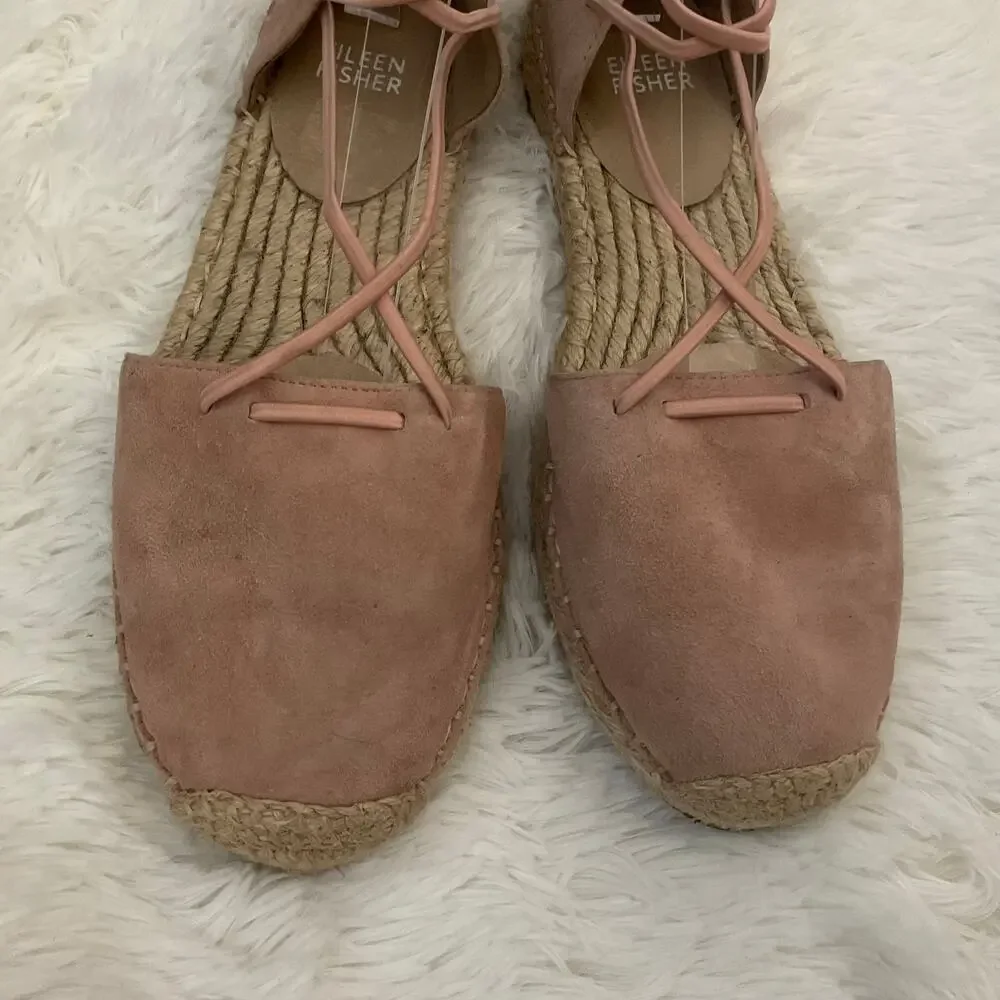 Eileen Fisher Blush Pink Suede Lace‎ Up Espadrilles - Size 7